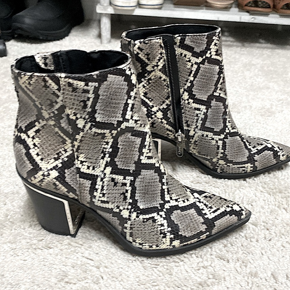 Snake print ankle booties